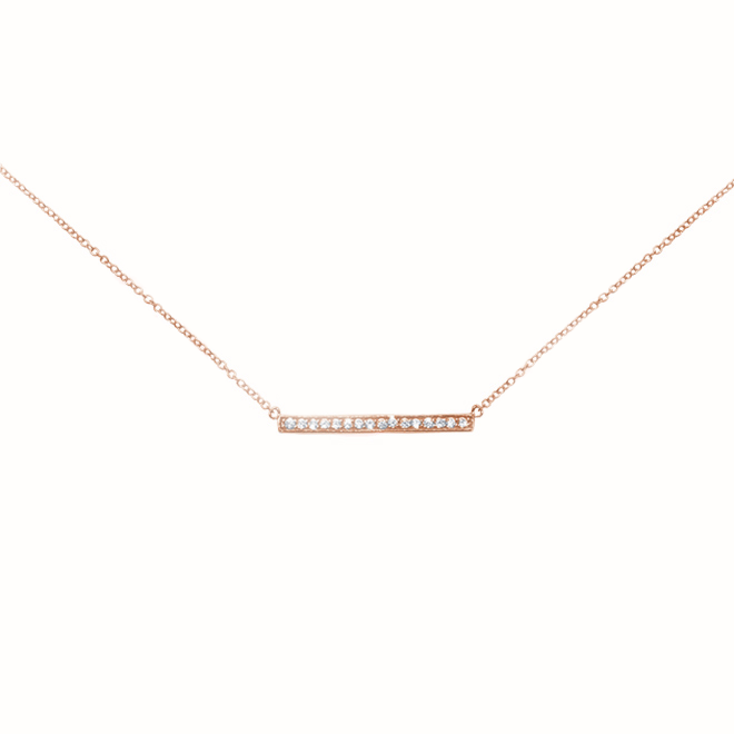 18kt Rose Gold Plated Bar Necklace set with Cubic Zirconia