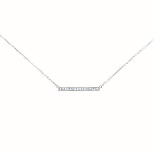 Sterling Silver Bar Necklace set with Cubic Zirconia