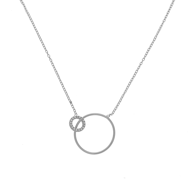 Sterling Silver Cubic Zirconia Ring and Large Ring Dual Necklace