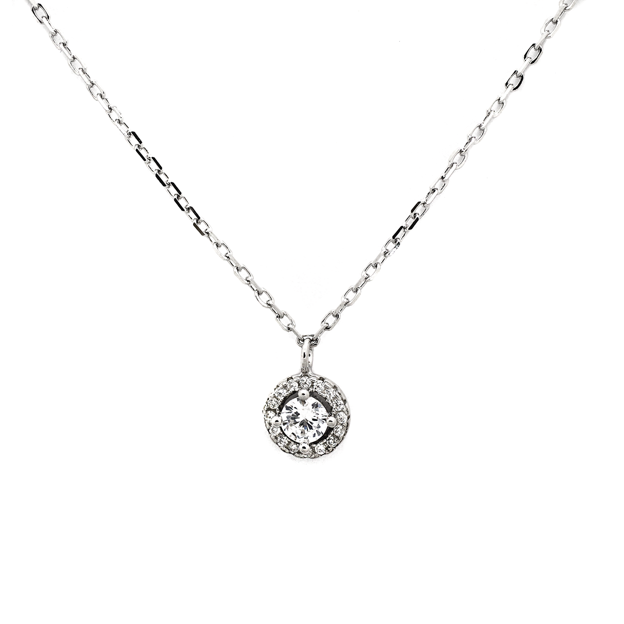 Sterling Silver Circle Halo Necklace