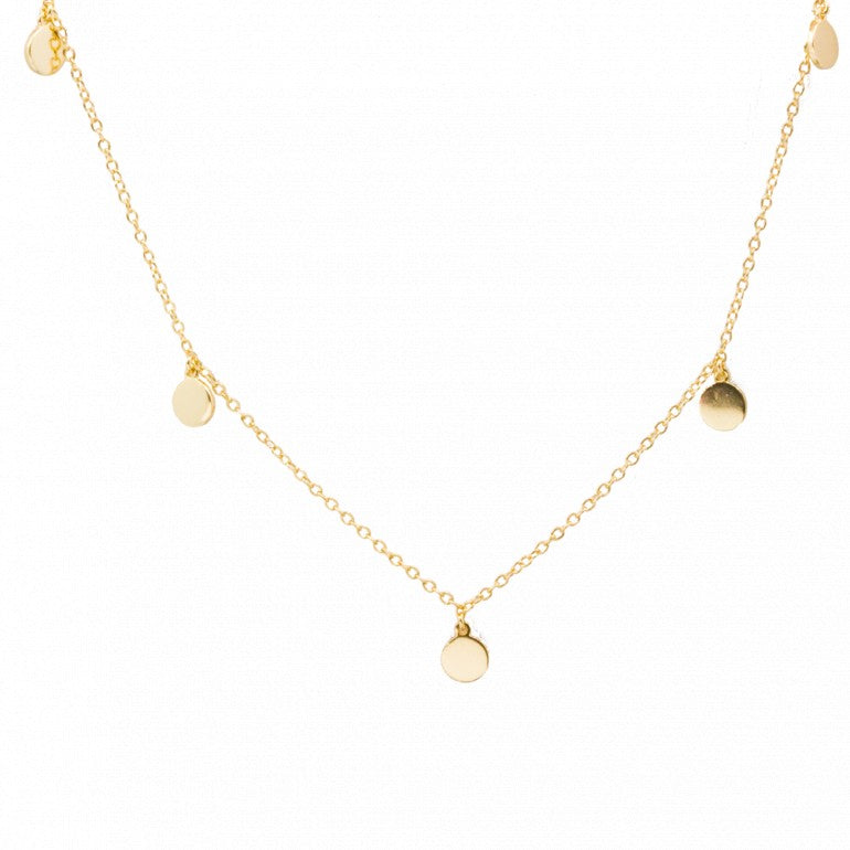 18kt Yellow Gold Plated Chain with 5 High-Polished Disc Charms