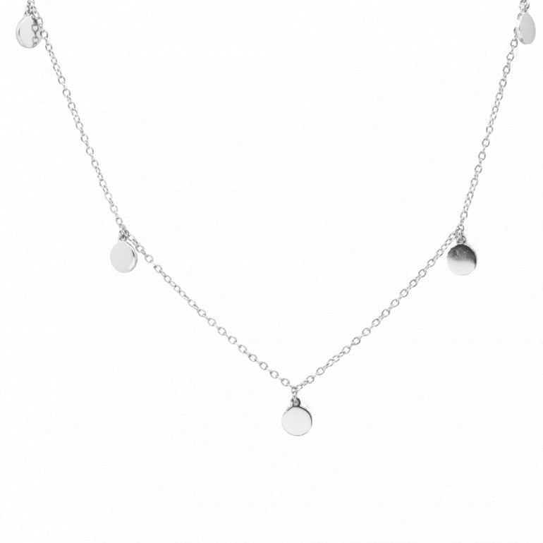 Sterling Silver Chain with 5 High-Polished Disc Charms
