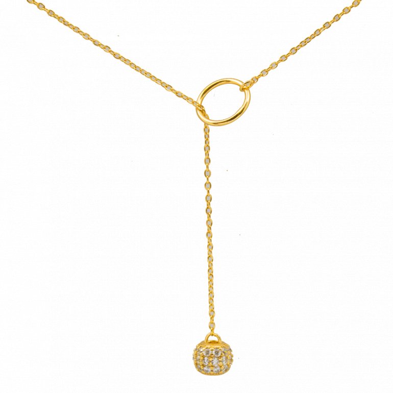 18kt Yellow Gold Plated Crystal Ball Drop Neckalce