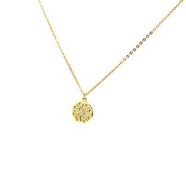 18kt Yellow Gold Plated Medallion Pendant with Cubic Zirconia