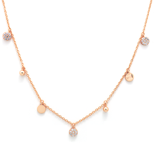 18kt Rose Gold Plated Mais Oui Necklace with Cubic Zircoia