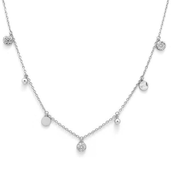 Sterling Silver Mais Oui Necklace with Cubic Zircoia