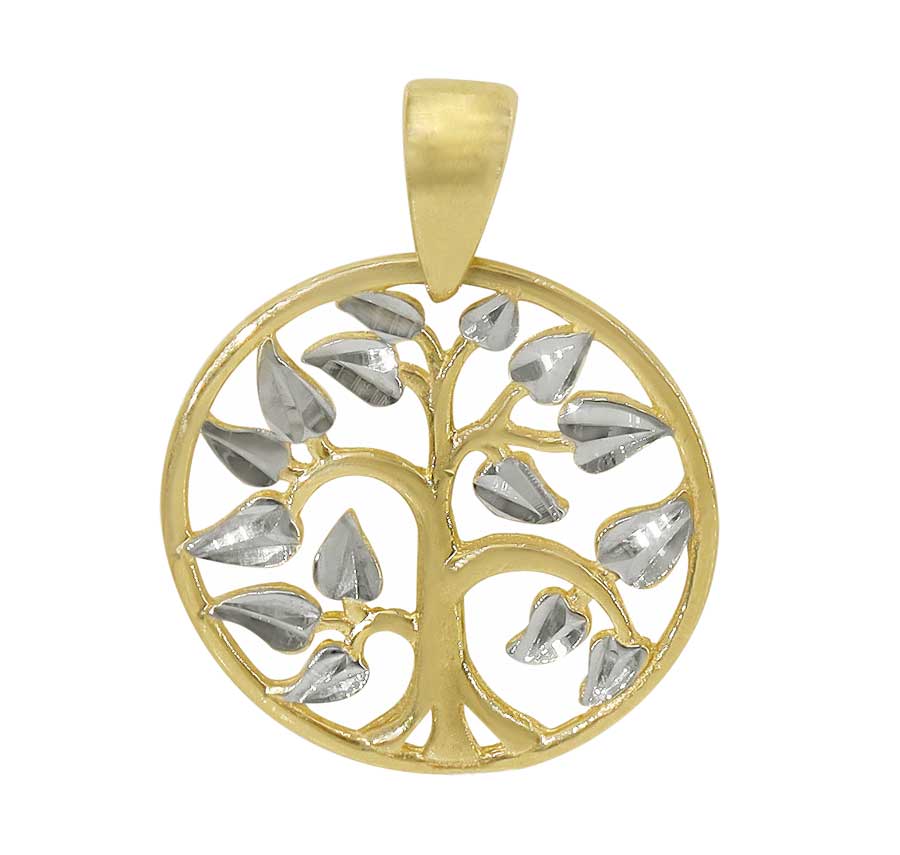 10kt Yellow Gold Diamond Cut Tree of life pendant