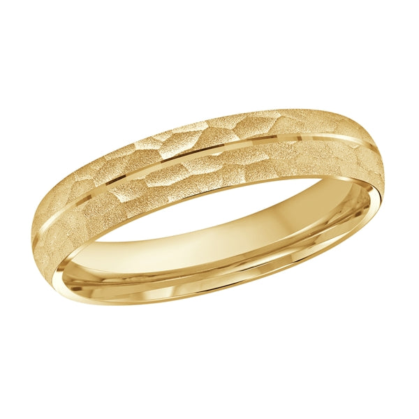 Style 016 Malo Wedding Band Solid Gold Yellow Hammered Finish