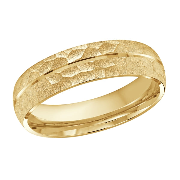 Style 017 Malo Wedding Band Solid Gold Yellow Hammered FInish