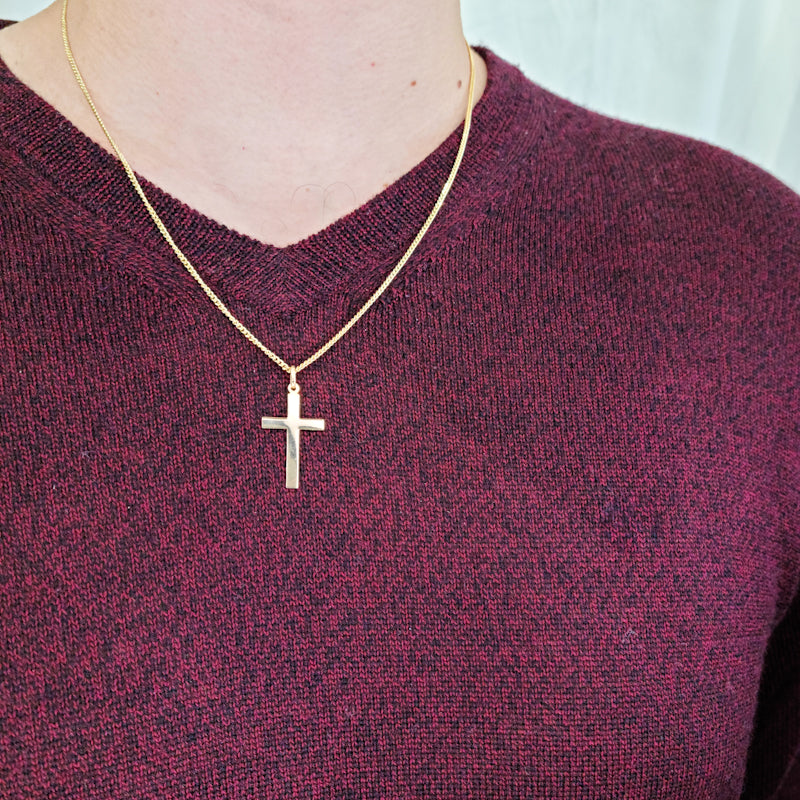 Flat Cross Small Solid Gold