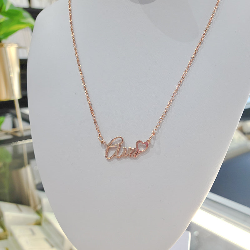 Heart Name Necklace - Solid Gold