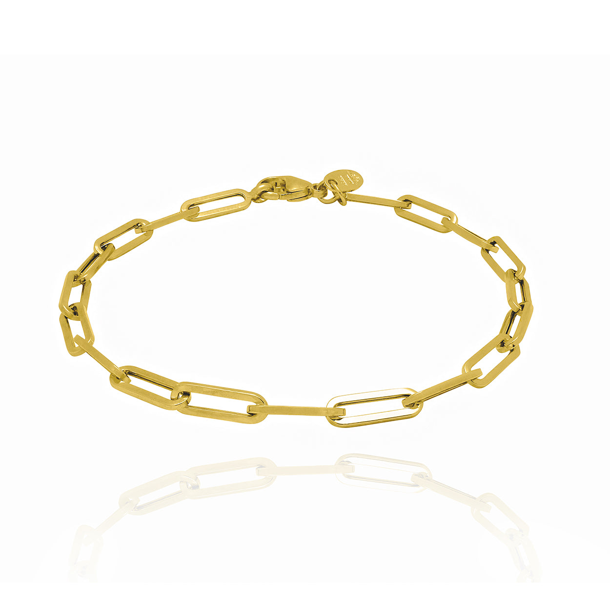 10KT Solid Gold Paper Clip Style Bracelet 4mm Wide