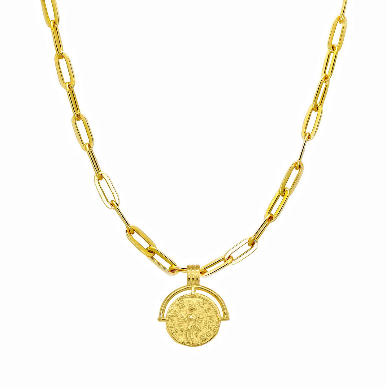 Sterling Silver 18KT Yellow Gold Plated Medallion Necklace