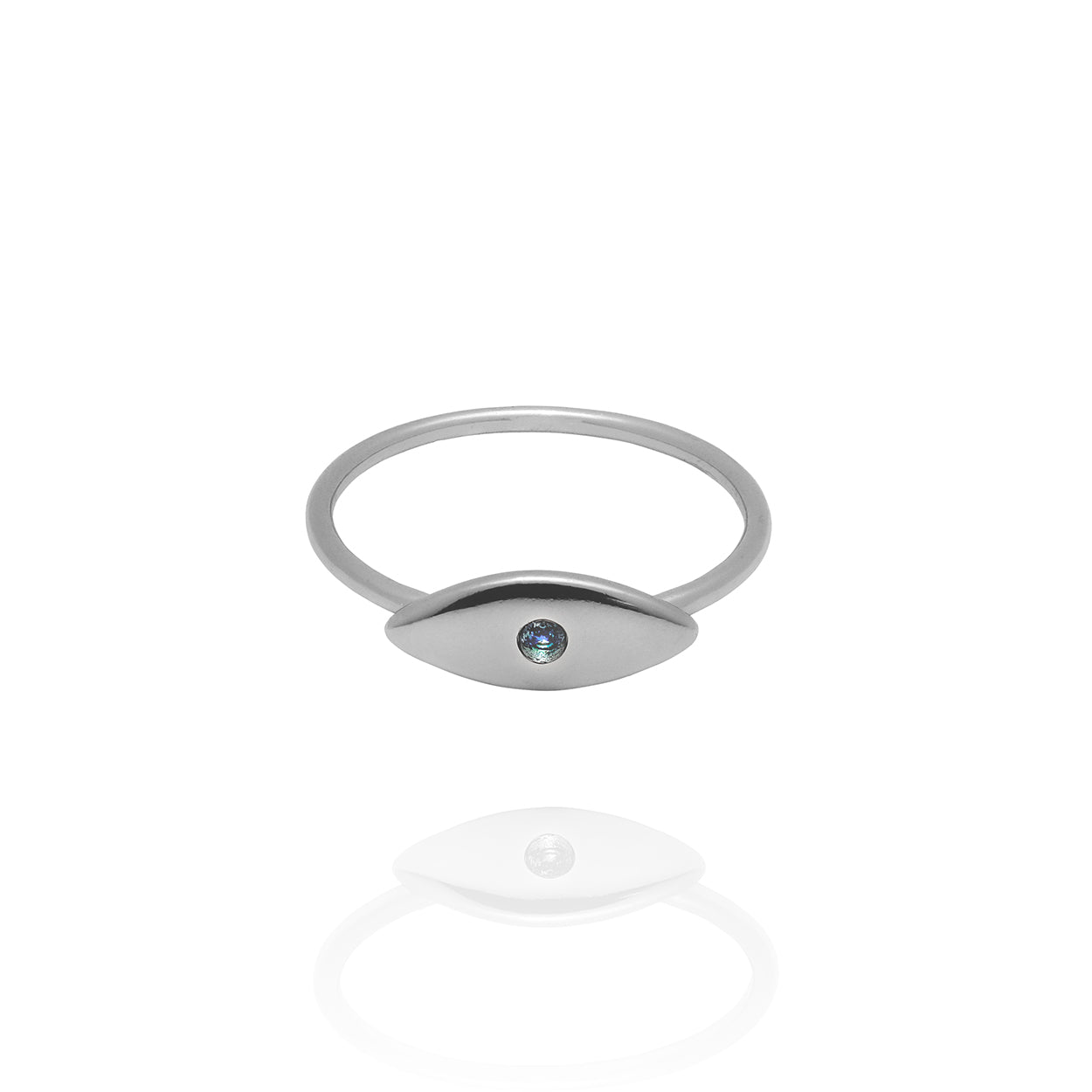 Sterling Silver Evil Eye Ring Featuring an Aquamarine 1