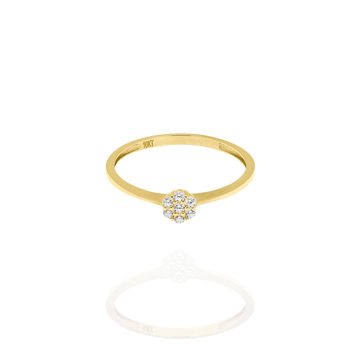 10kt Yellow Gold Flower Ring set with Cubic Zirconia