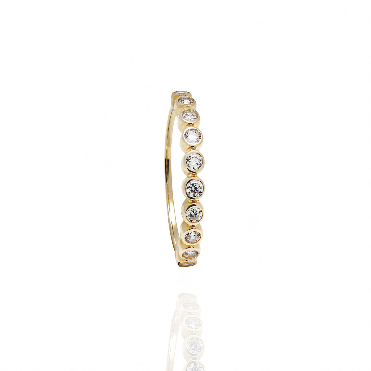 10kt Yellow Gold Ring with Bezel Set Beads of Cubic Zirconia 2