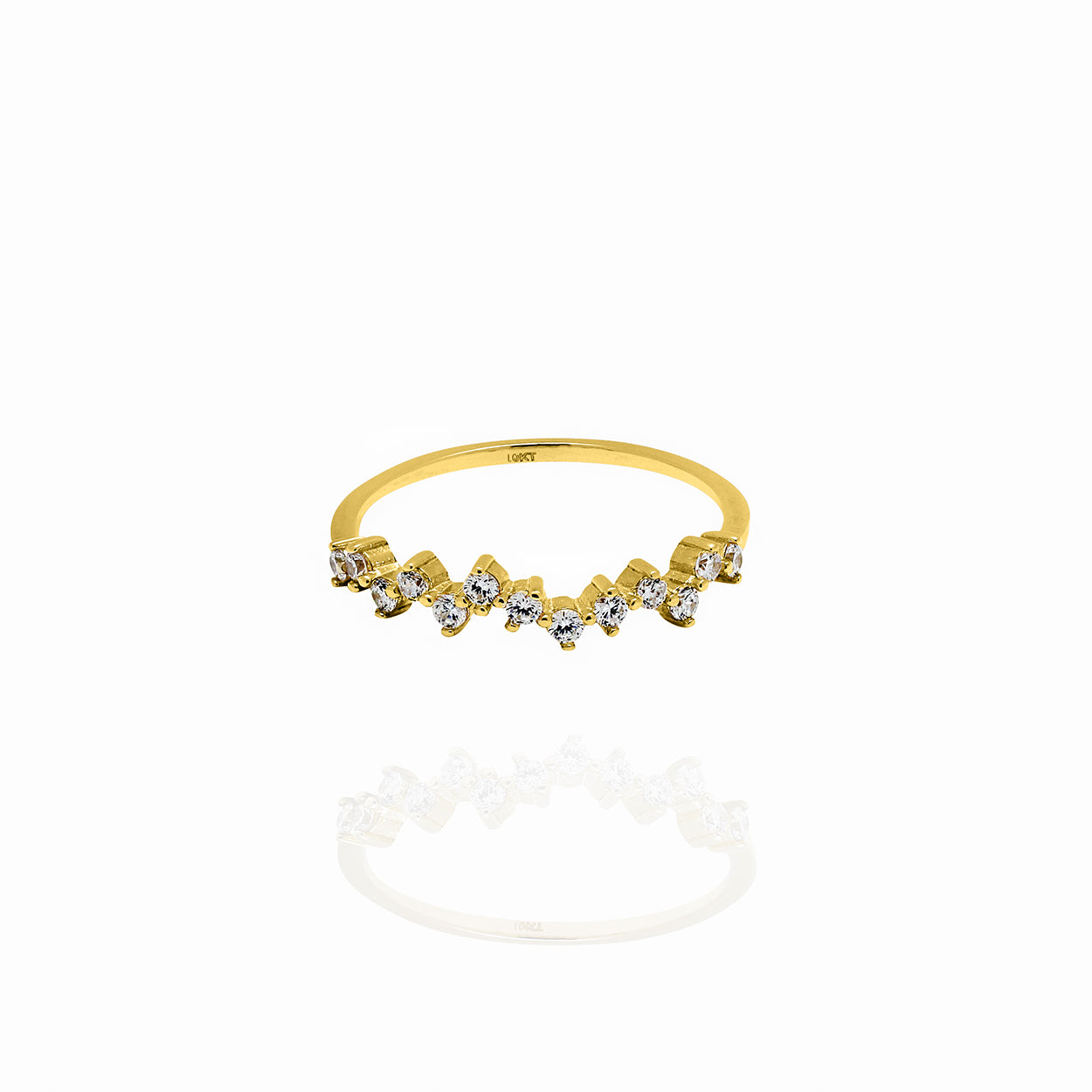 10kt Yellow Gold Pulse Ring set with Cubic Zirconia 1