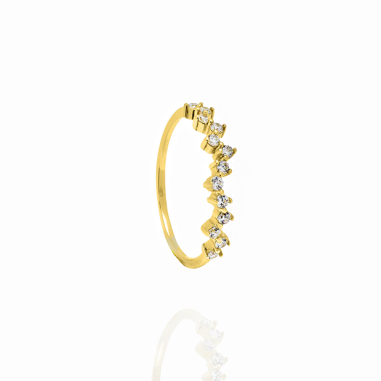 10kt Yellow Gold Pulse Ring set with Cubic Zirconia 2