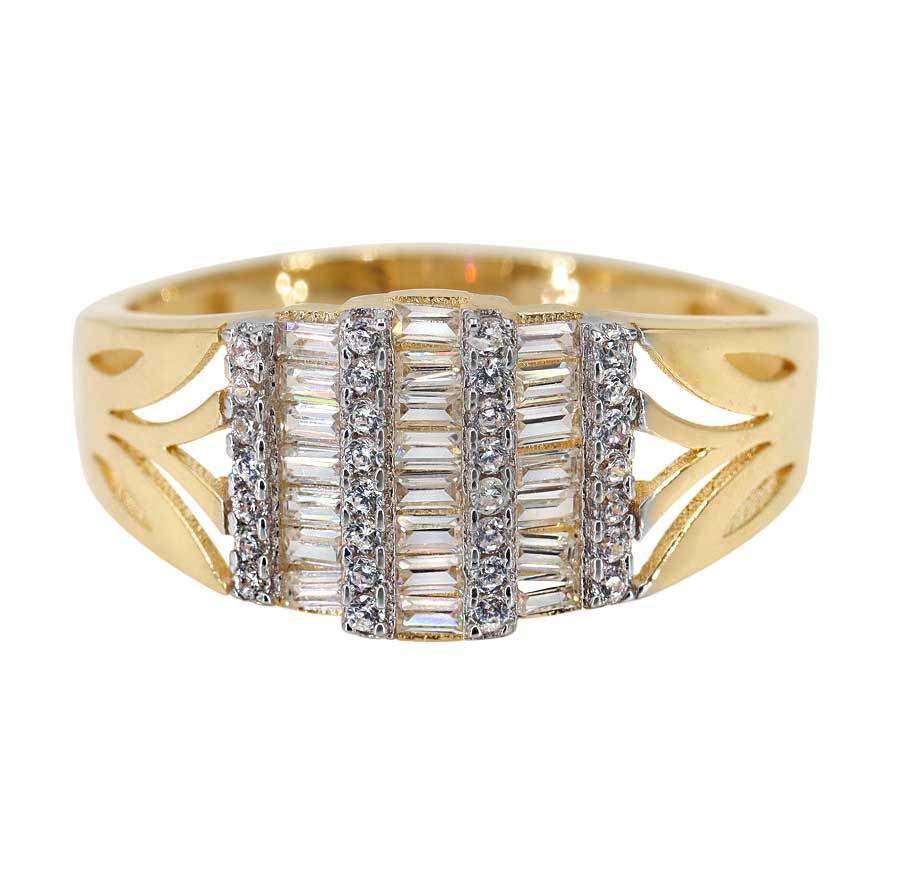 10kt yellow gold emerald cut cubic zirconia ring