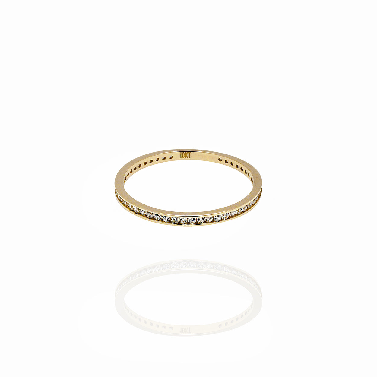 10kt Yellow Gold Eternity Style Band set with Cubic Zirconia and 2mm Wide 2