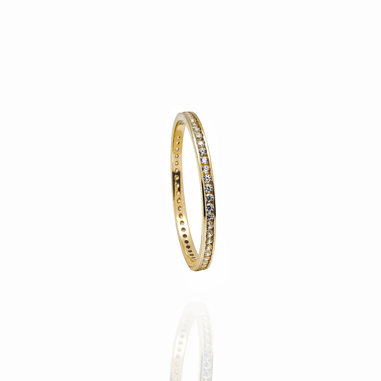 10kt Yellow Gold Eternity Style Band set with Cubic Zirconia and 2mm Wide 1