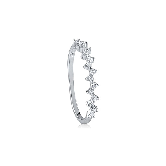 Sterling Silver Cubic Zirconia Set Pulse Ring 1
