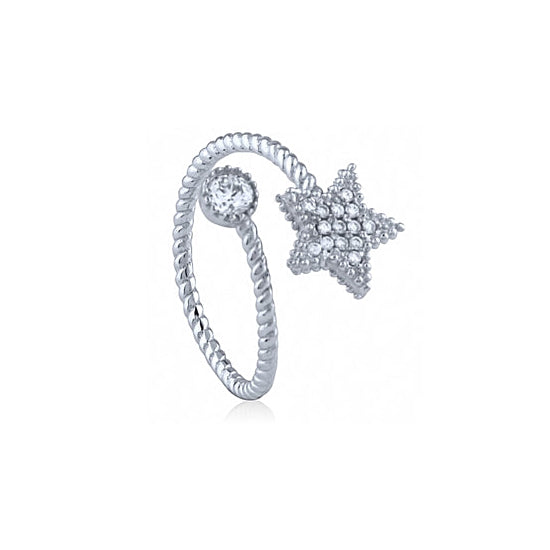 Sterling Silver Star and Moon Cubic Zirconia Set Ring 1