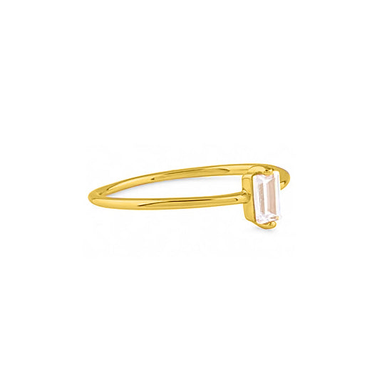 Sterling Silver 18KT Gold Plated Emerald Cut Cubic Zirconia Set Ring 2