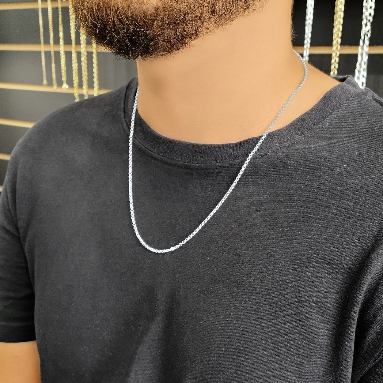 Silver rolo chain necklace online