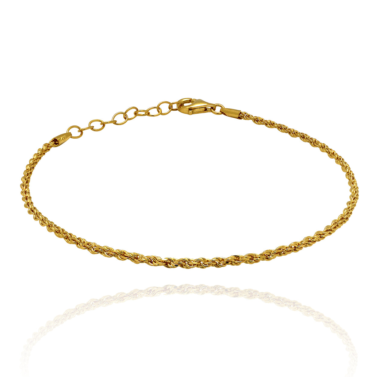 Sterling Silver Rope Style Bracelet Plated in 18KT Yellow Gold 2