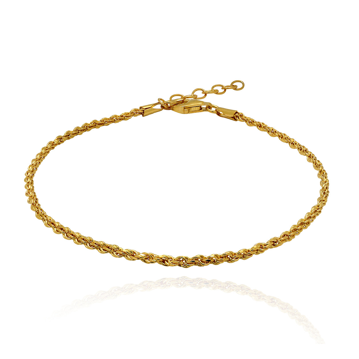 Sterling Silver Rope Style Bracelet Plated in 18KT Yellow Gold 1
