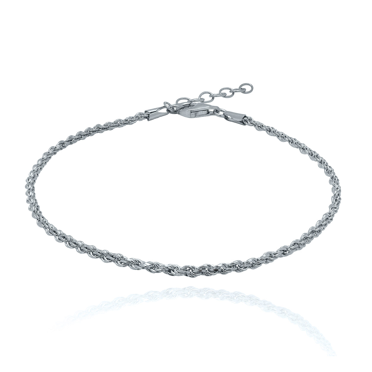 Sterling Silver Rope Style Bracelet Plated in White Rhodium 2