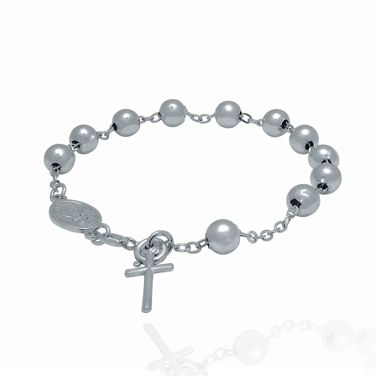 Sterling Silver Rosary Bracelet with Mother Mary Immaculate Medallion