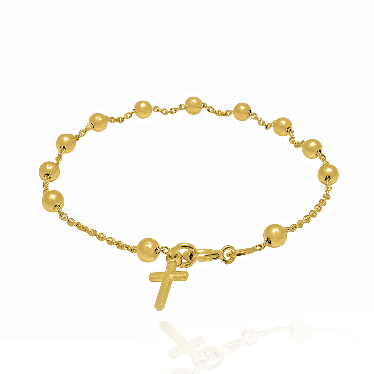 Sterling Silver Rosary Bracelet 18KT Gold Plated