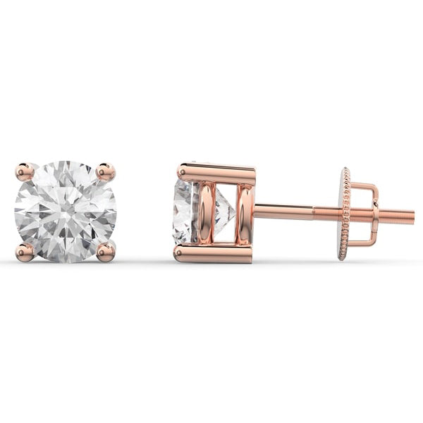 Lab Grown Diamond Stud Earrings 0.50CTW with Threaded Backing Solid Gold Rose