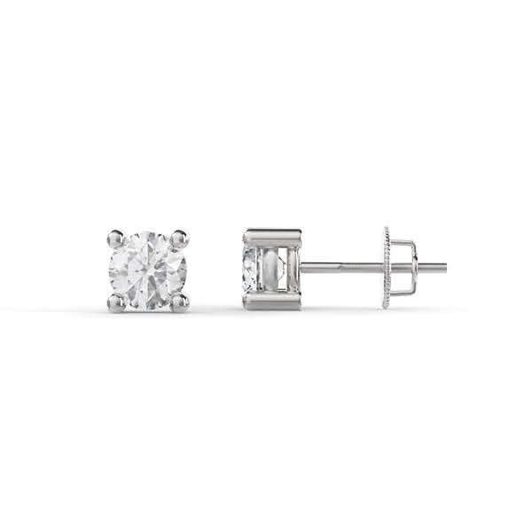 14kt White Gold Round Cut Style Stud Diamond Earrings with Butterfly Backings