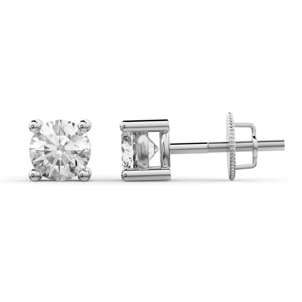 Lab Grown Diamond Stud Earrings 0.25CT with Threaded Backings Solid Gold White
