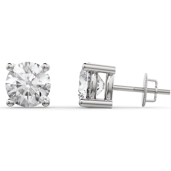 Lab Grown Diamond Stud Earrings 0.75CTW with Threaded Backings Solid Gold White