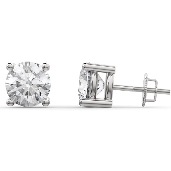 Lab Grown Diamond Stud Earrings 1.00CTW with Threaded Backings Solid Gold White