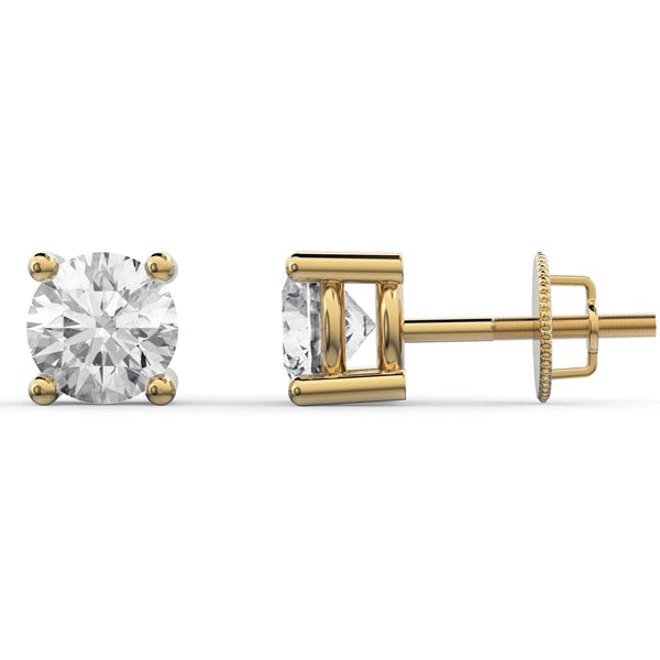 Lab Grown Diamond Stud Earrings 0.33CTW with Threaded Backings Solid Gold Yellow