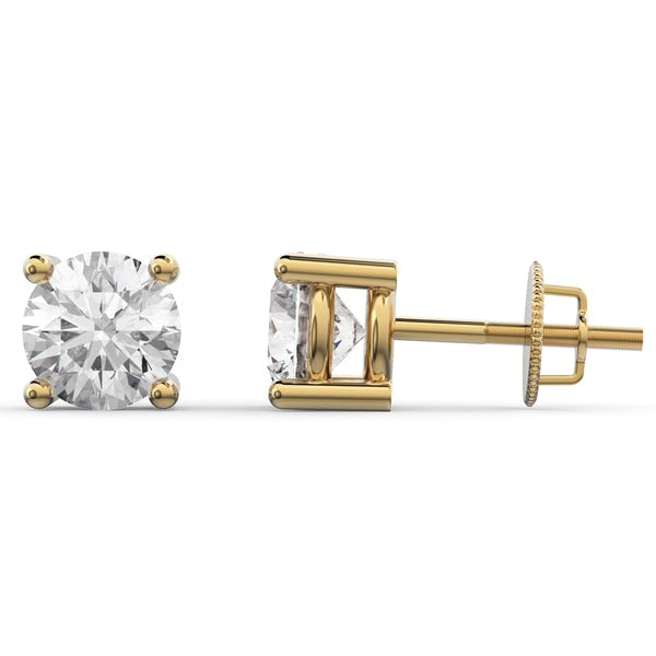 Lab Grown Diamond Stud Earrings 0.50CTW with Threaded Backing Solid Gold Yellow