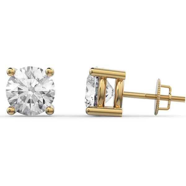 Lab Grown Diamond Stud Earrings 1.00CTW with Threaded Backings Solid Gold Yellow