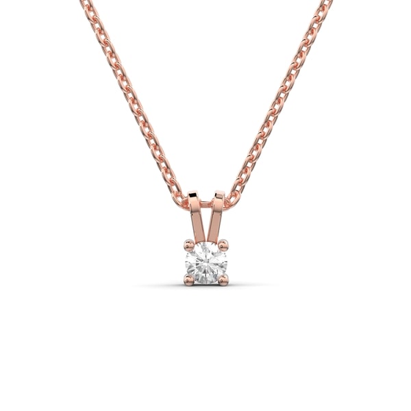 Lab Grown Round Diamond Necklace 0.10CTW on a Cable Chain Solid Gold Rose