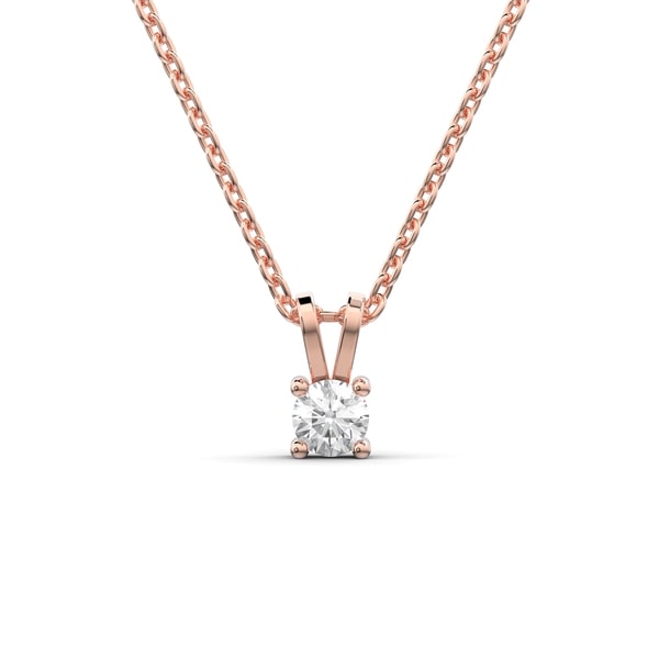 Lab Grown Round Diamond Necklace on a Cable Chain 0.15CTW Solid Gold Rose