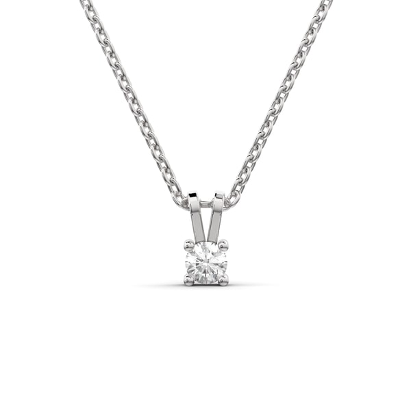 Lab Grown Round Diamond Necklace 0.10CTW on a Cable Chain Solid Gold White