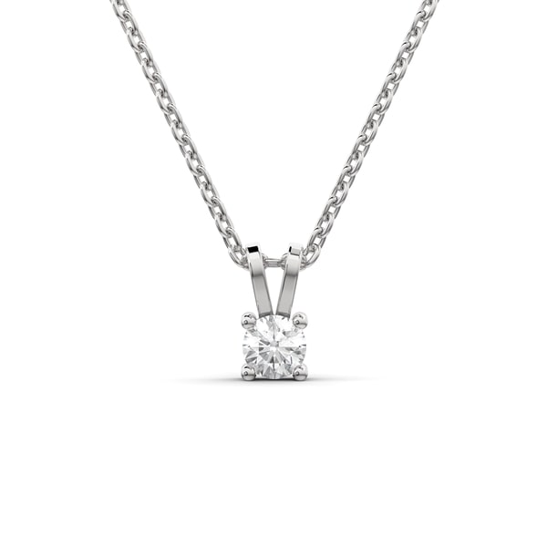 Lab Grown Round Diamond Necklace on a Cable Chain 0.15CTW Solid Gold White