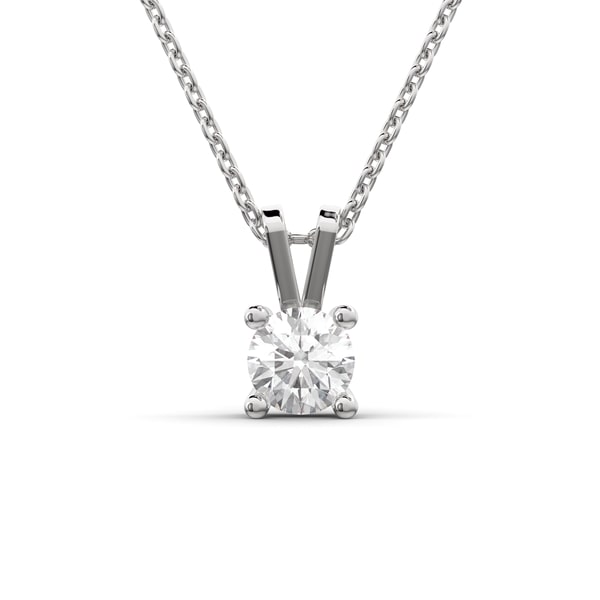 Lab Grown Round Diamond Necklace 0.50CTW on a Cable Chain Solid Gold White
