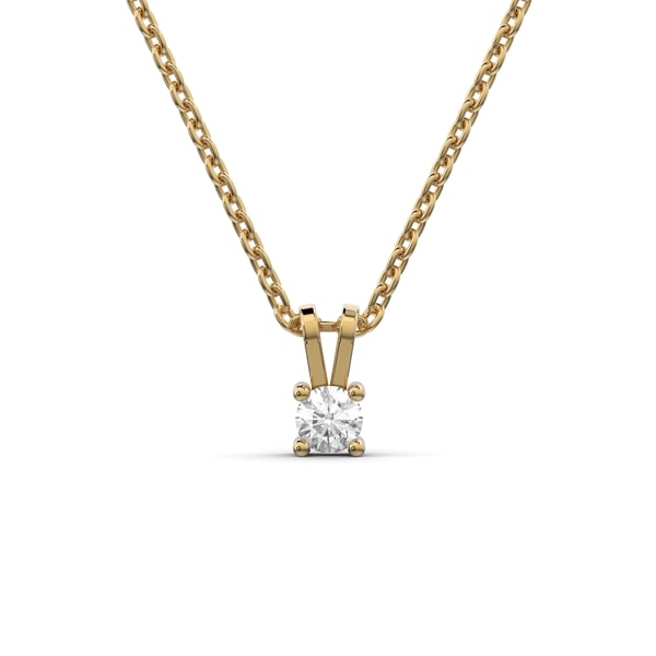 Lab Grown Round Diamond Necklace 0.10CTW on a Cable Chain Solid Gold Yellow