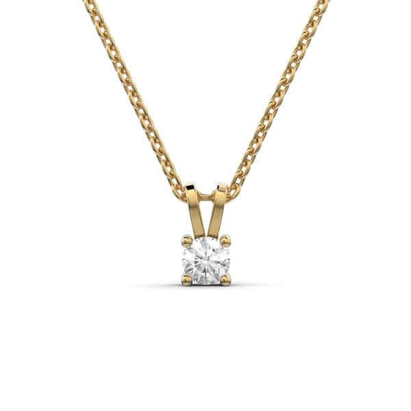 Lab Grown Round Diamond Necklace on a Cable Chain 0.15CTW Solid Gold Yellow