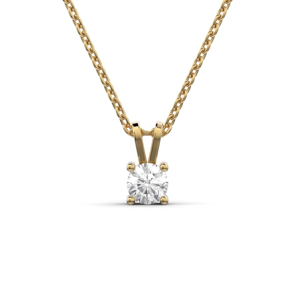 Lab Grown Round Diamond Necklace on a Cable Chain 0.25CTW Solid Gold Yellow